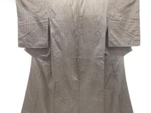 アンティーク　縞織出し手織り節紬単衣着物